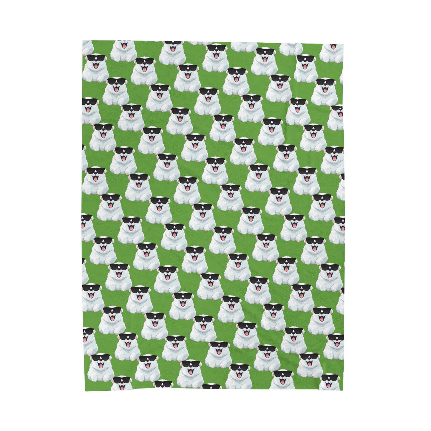 Polar Bear Velveteen Plush Blanket - Green