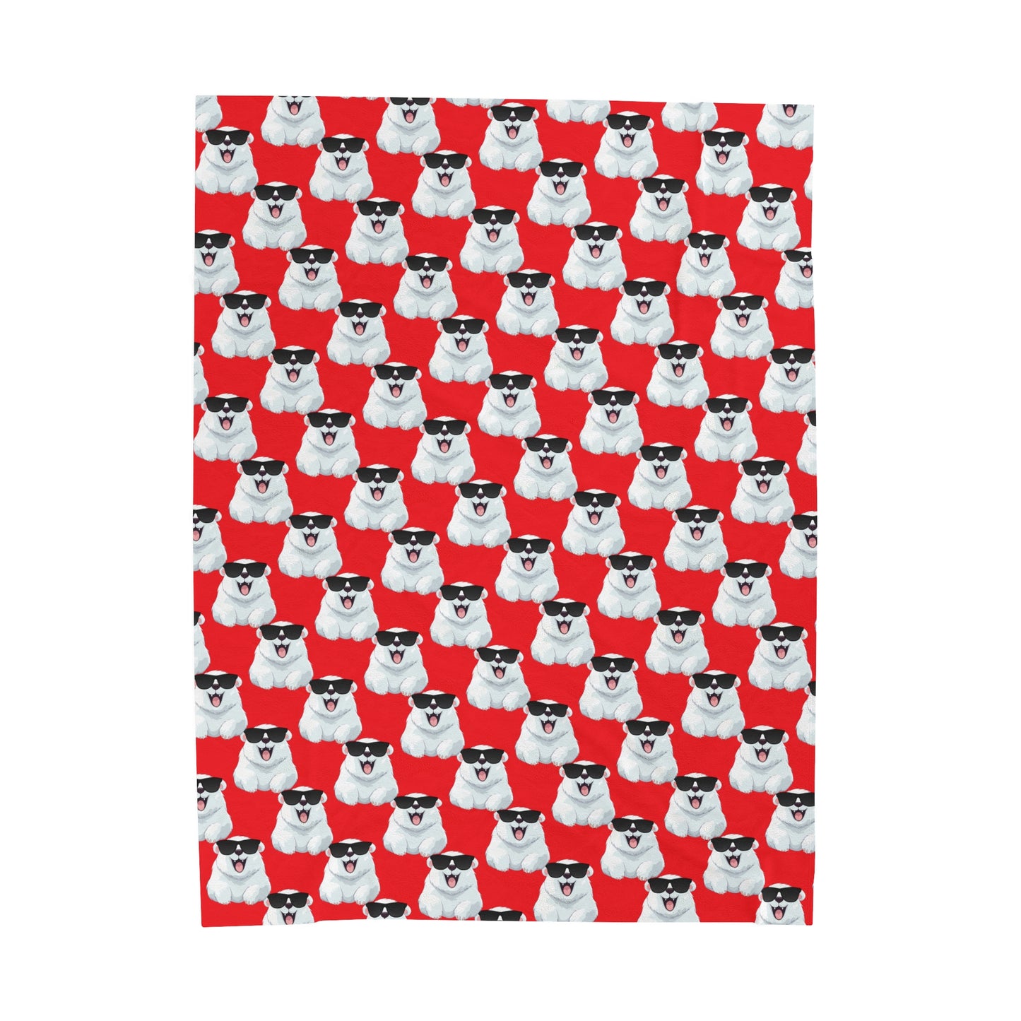 Polar Bear Velveteen Plush Blanket - Red