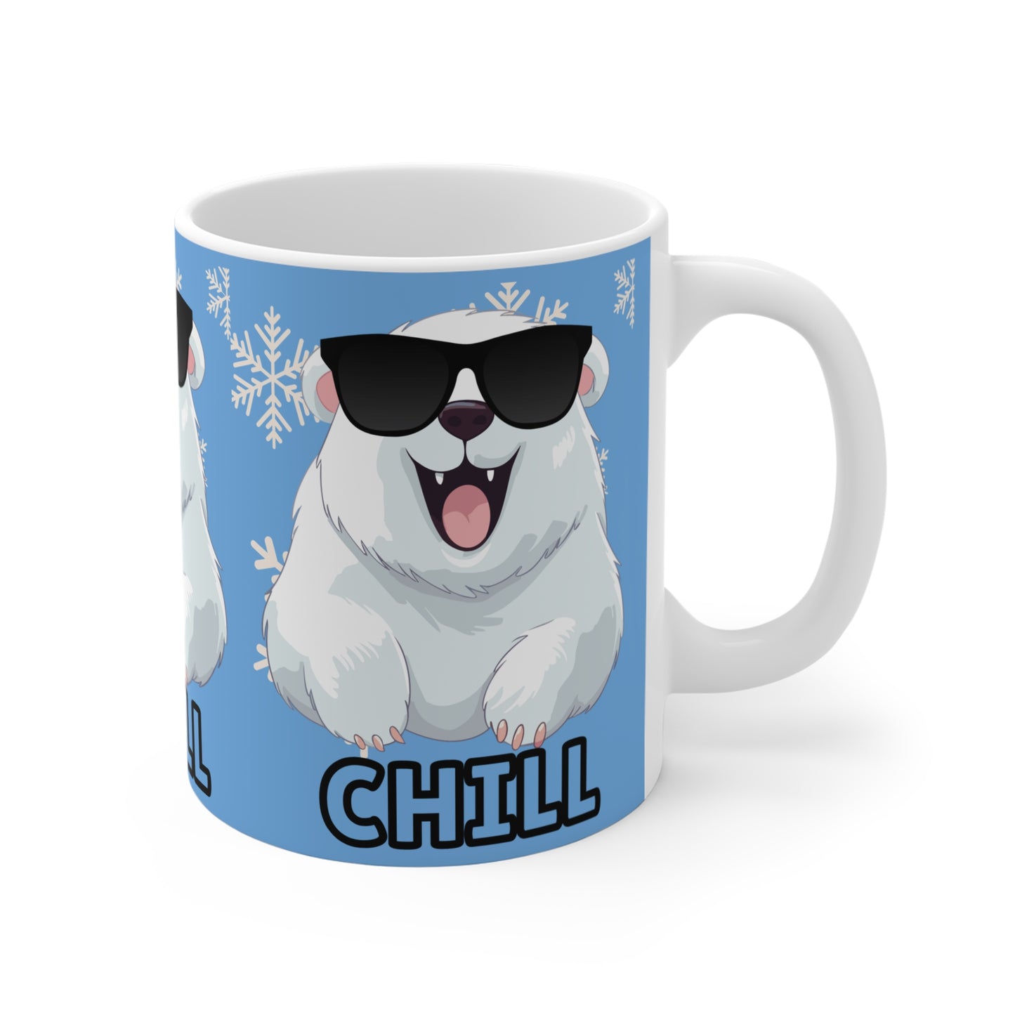 Chill Polar Bear, Mug 11oz, light blue, coffee, tea, hot chocolate