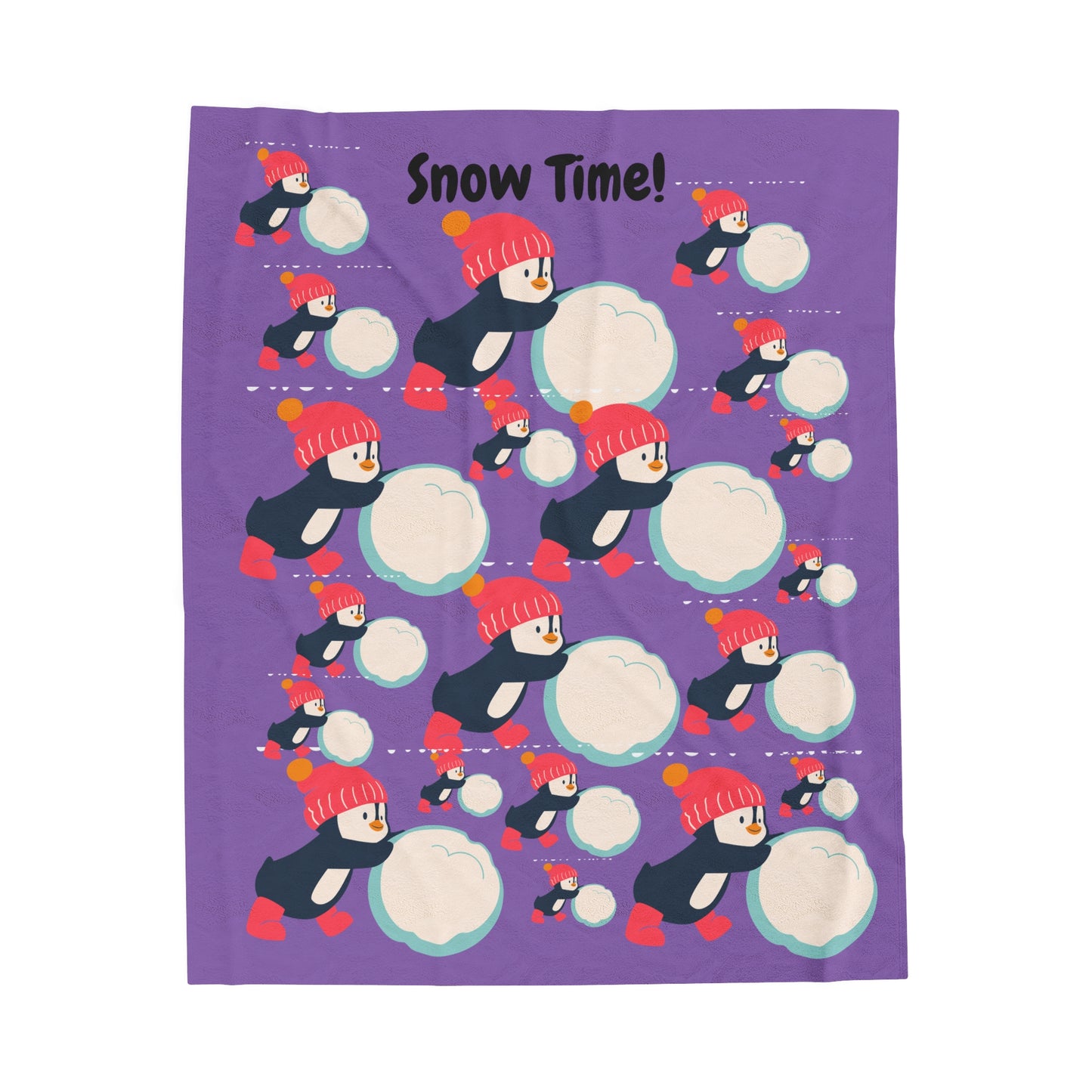 Snow Time Velveteen Plush Blanket - Light purple