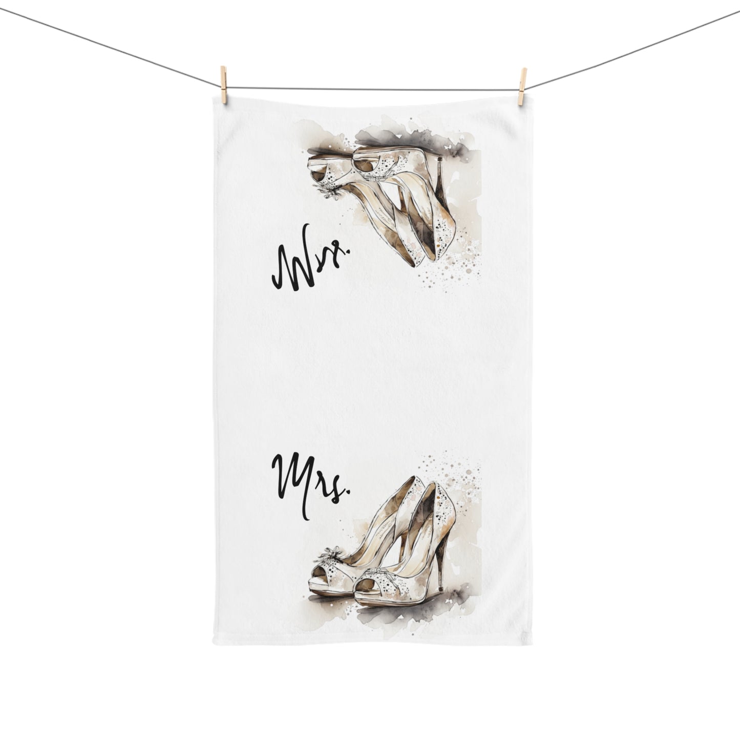 Mrs. Hand Towel, new couple, vintage housewarming gift, wedding, shoes