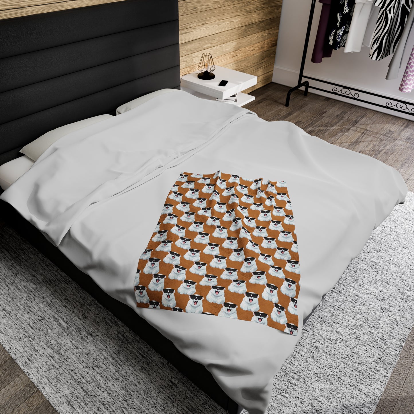 Polar Bear Velveteen Plush Blanket - Light Brown