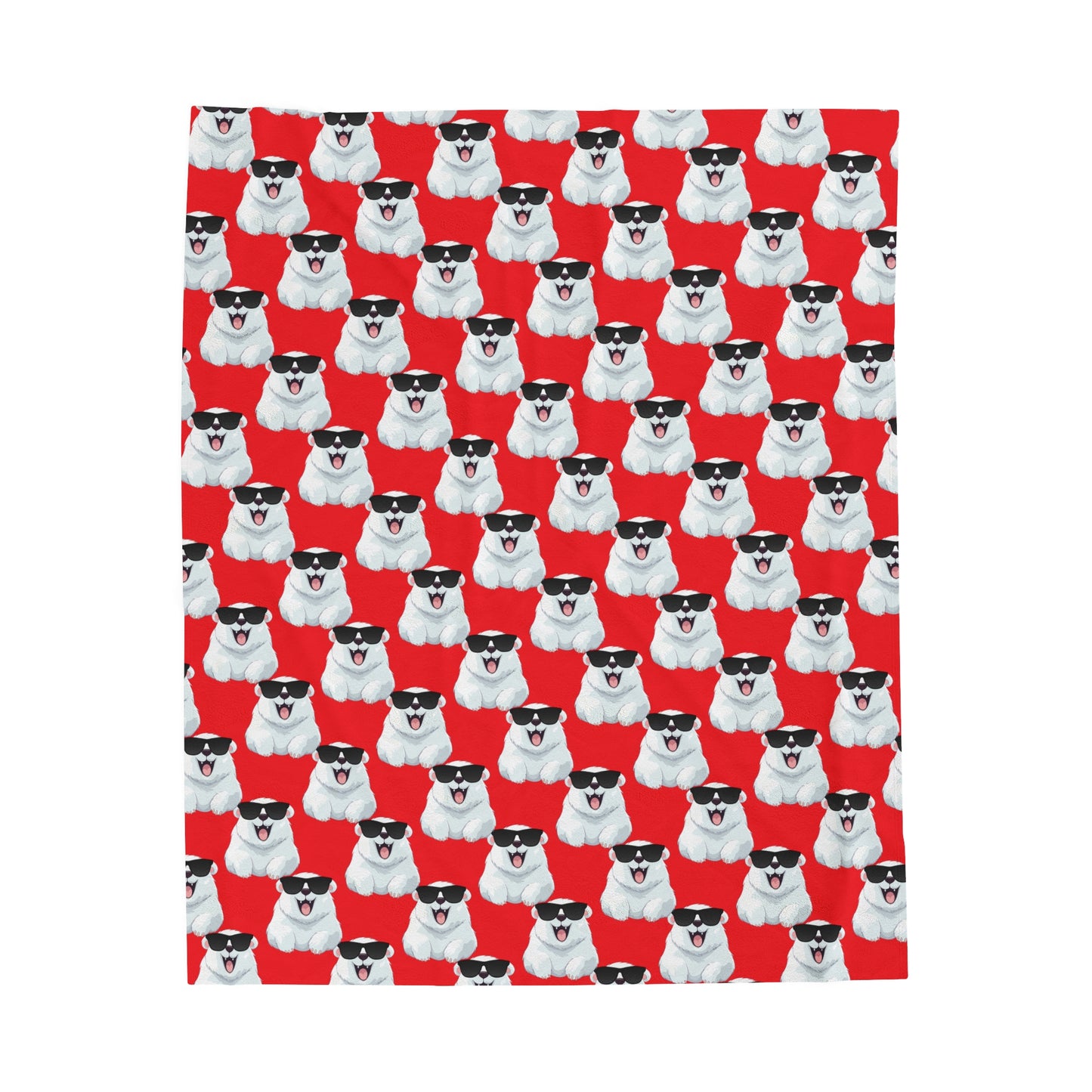 Polar Bear Velveteen Plush Blanket - Red