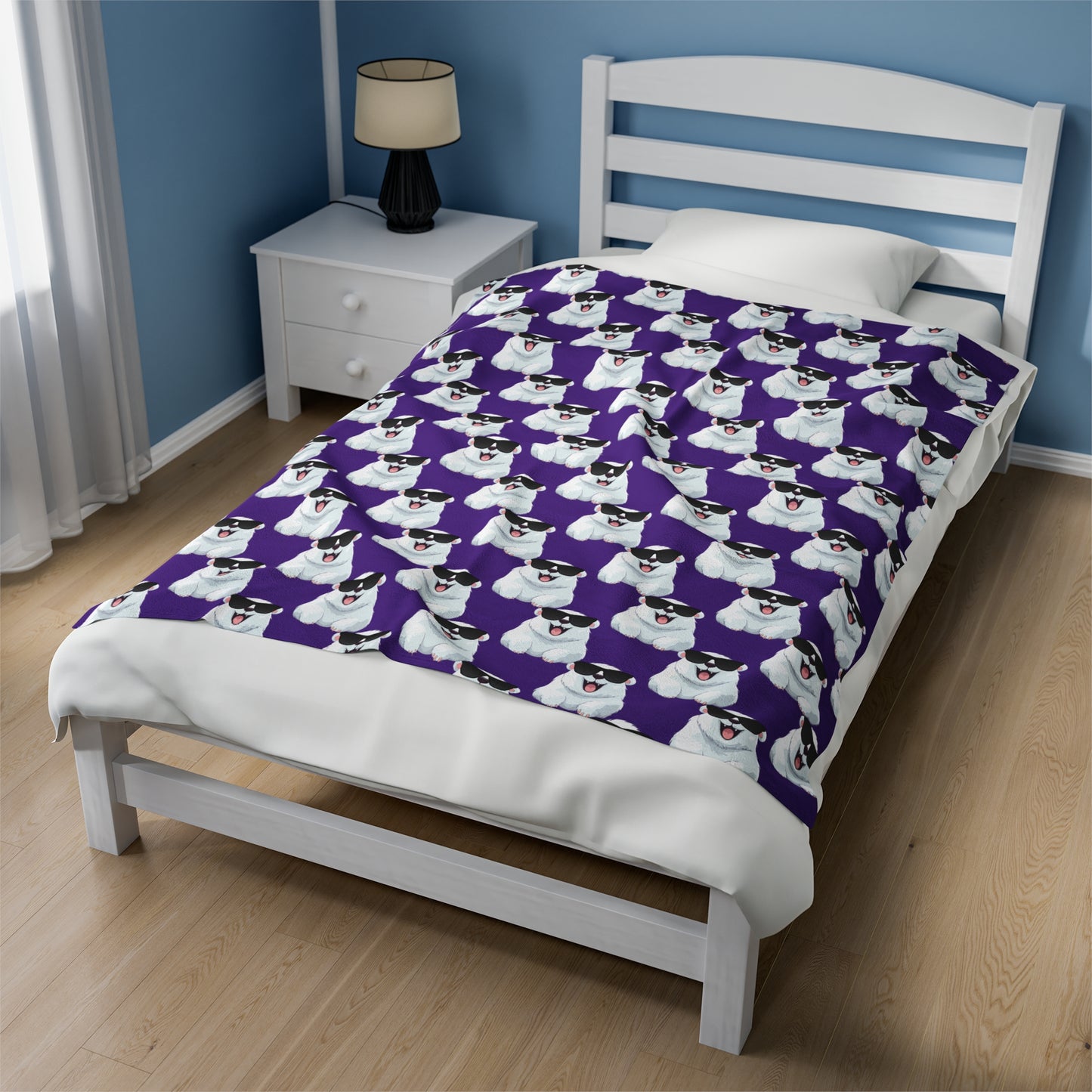 Polar Bear Velveteen Plush Blanket - Purple