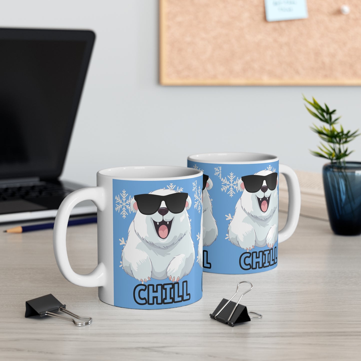 Chill Polar Bear, Mug 11oz, light blue, coffee, tea, hot chocolate