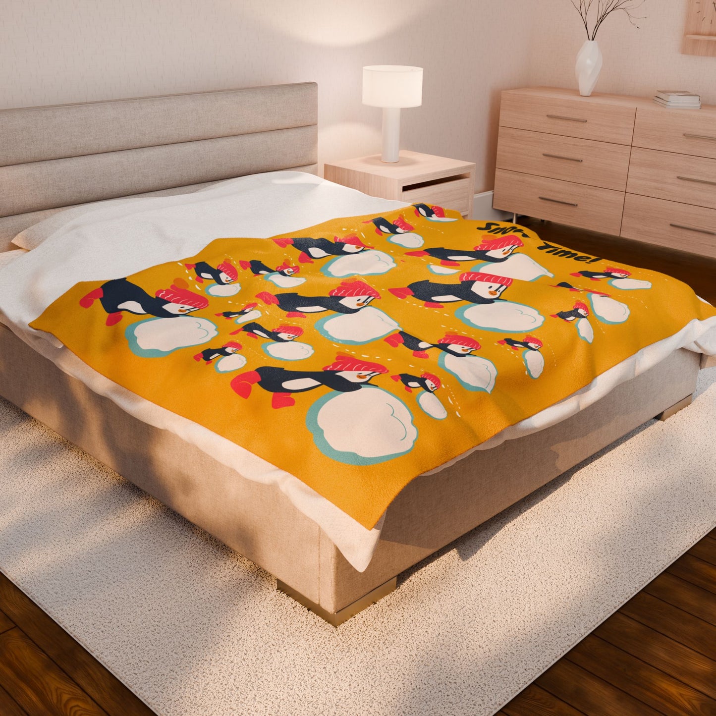 Snow Time Velveteen Plush Blanket - Yellow
