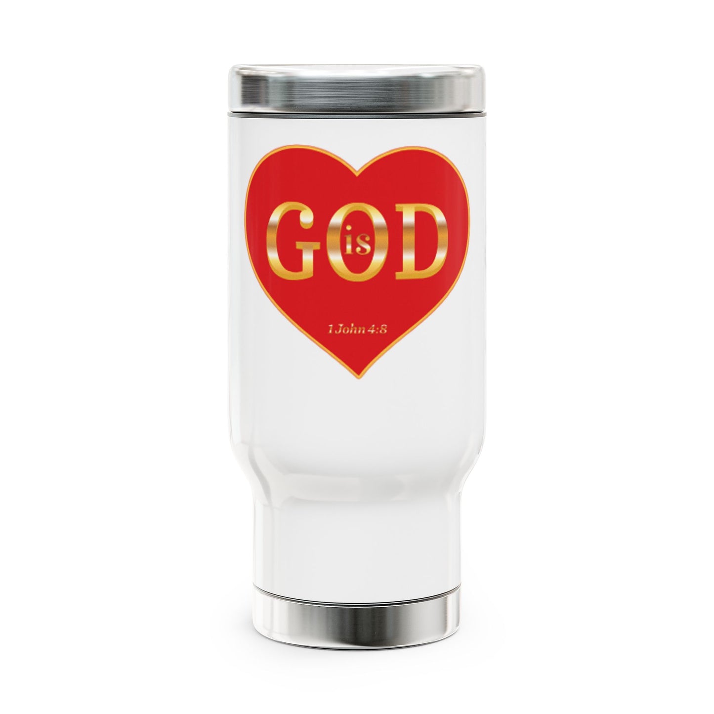 God is Love - Stainless Steel Mug with Handle, 14oz, Christian, running errands