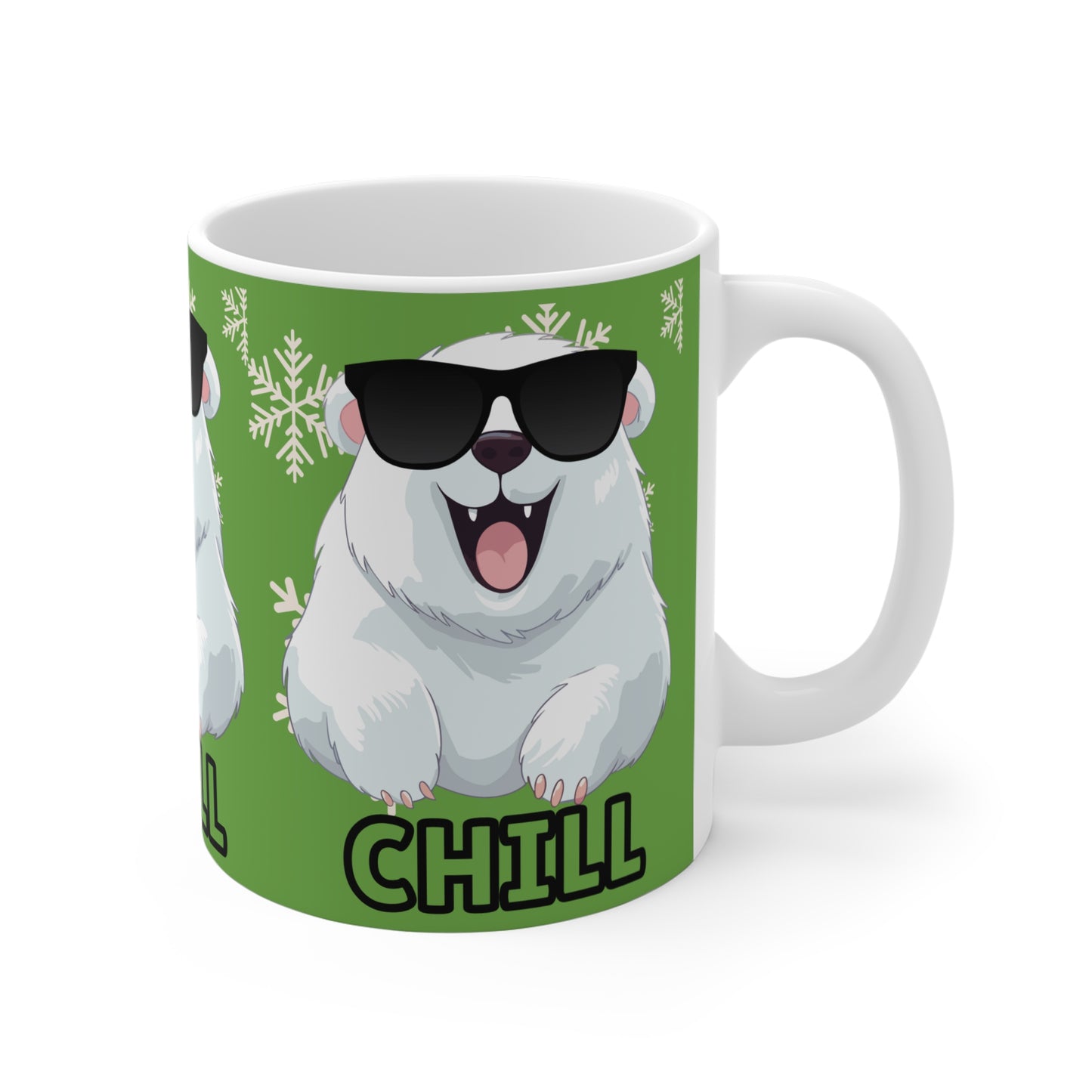 Chill Polar Bear, Mug 11oz, green, coffee, tea, hot chocolate