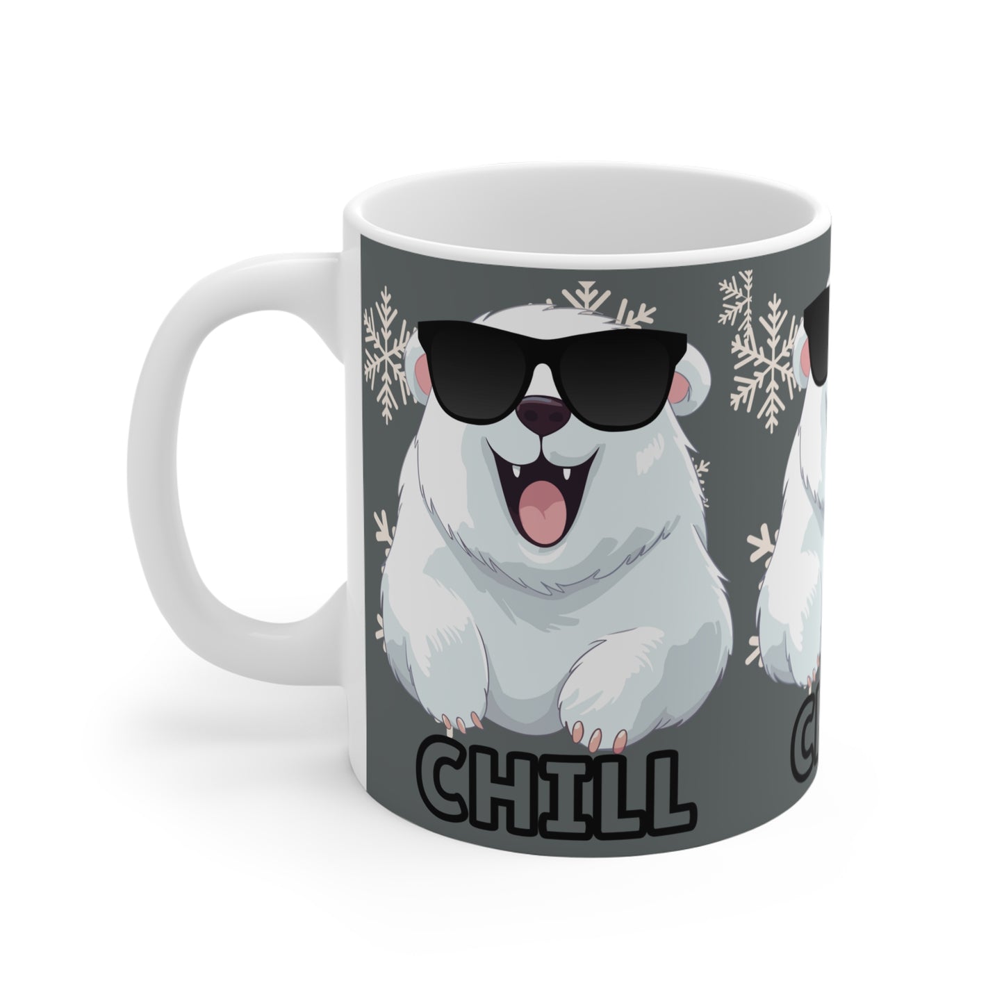 Chill Polar Bear, Mug 11oz, dark gray, coffee, tea, hot chocolate
