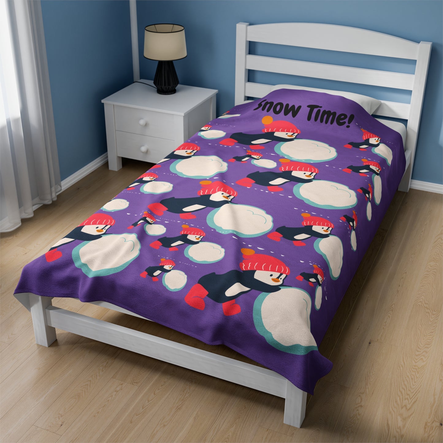 Snow Time Velveteen Plush Blanket - Light purple