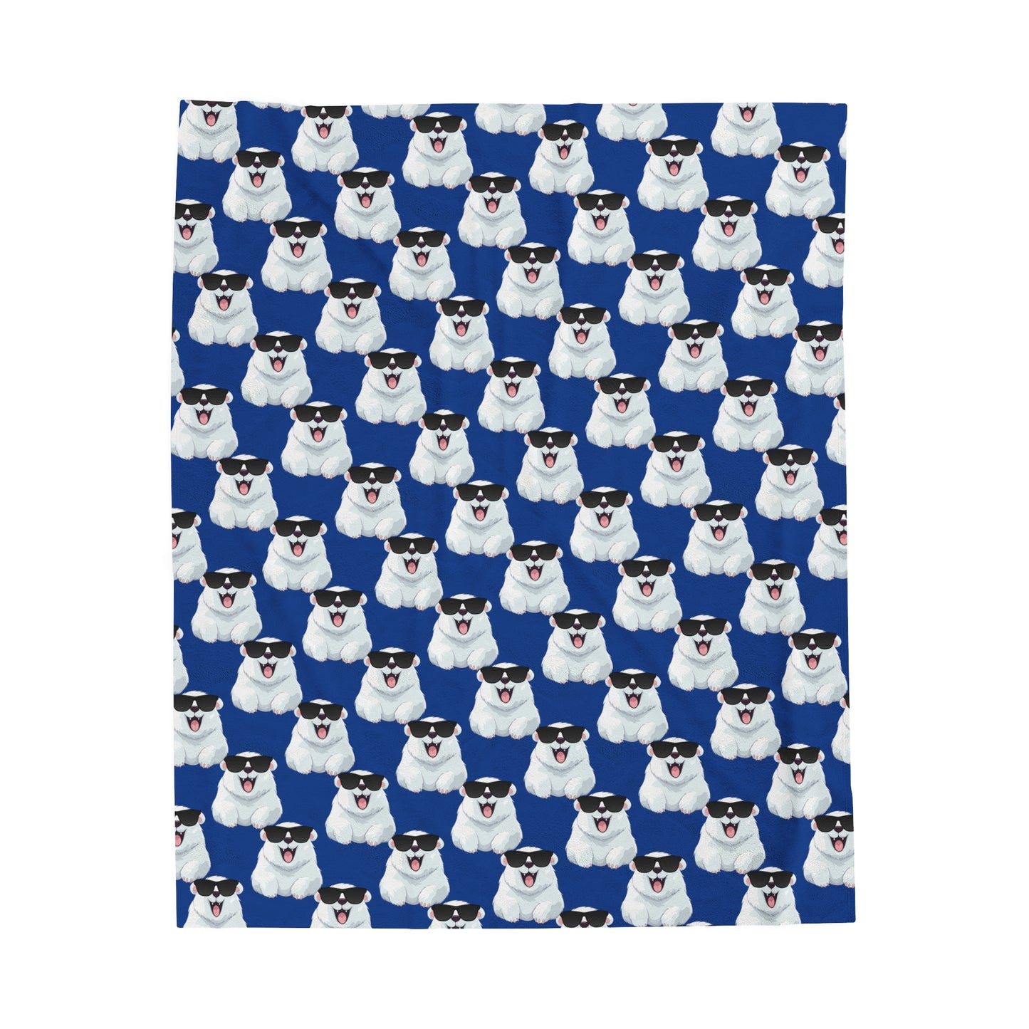 Polar Bear Velveteen Plush Blanket - Dark blue