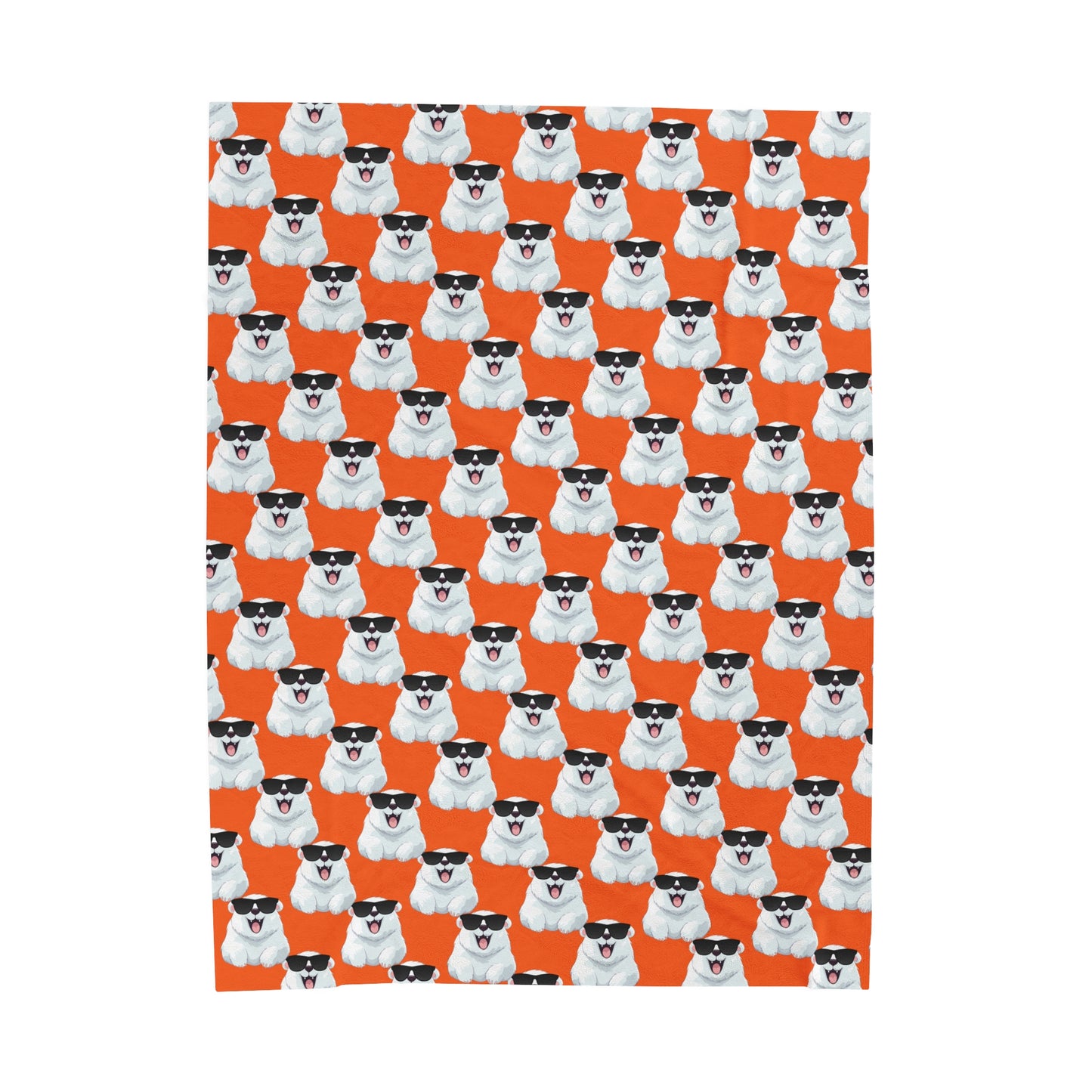 Polar Bear Velveteen Plush Blanket - Orange