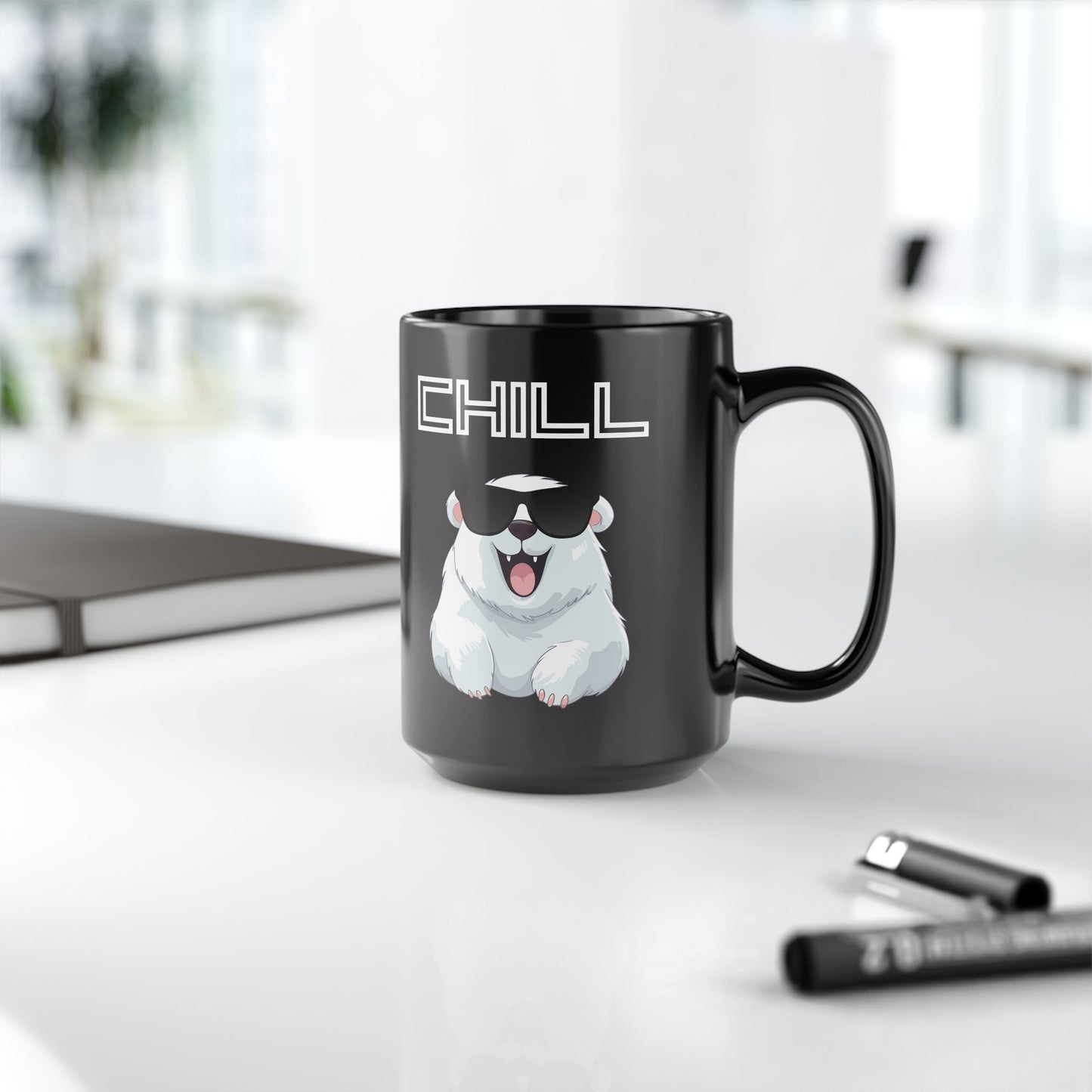 Chill Polar Bear with sunglasses Black Mug (11oz, 15oz)