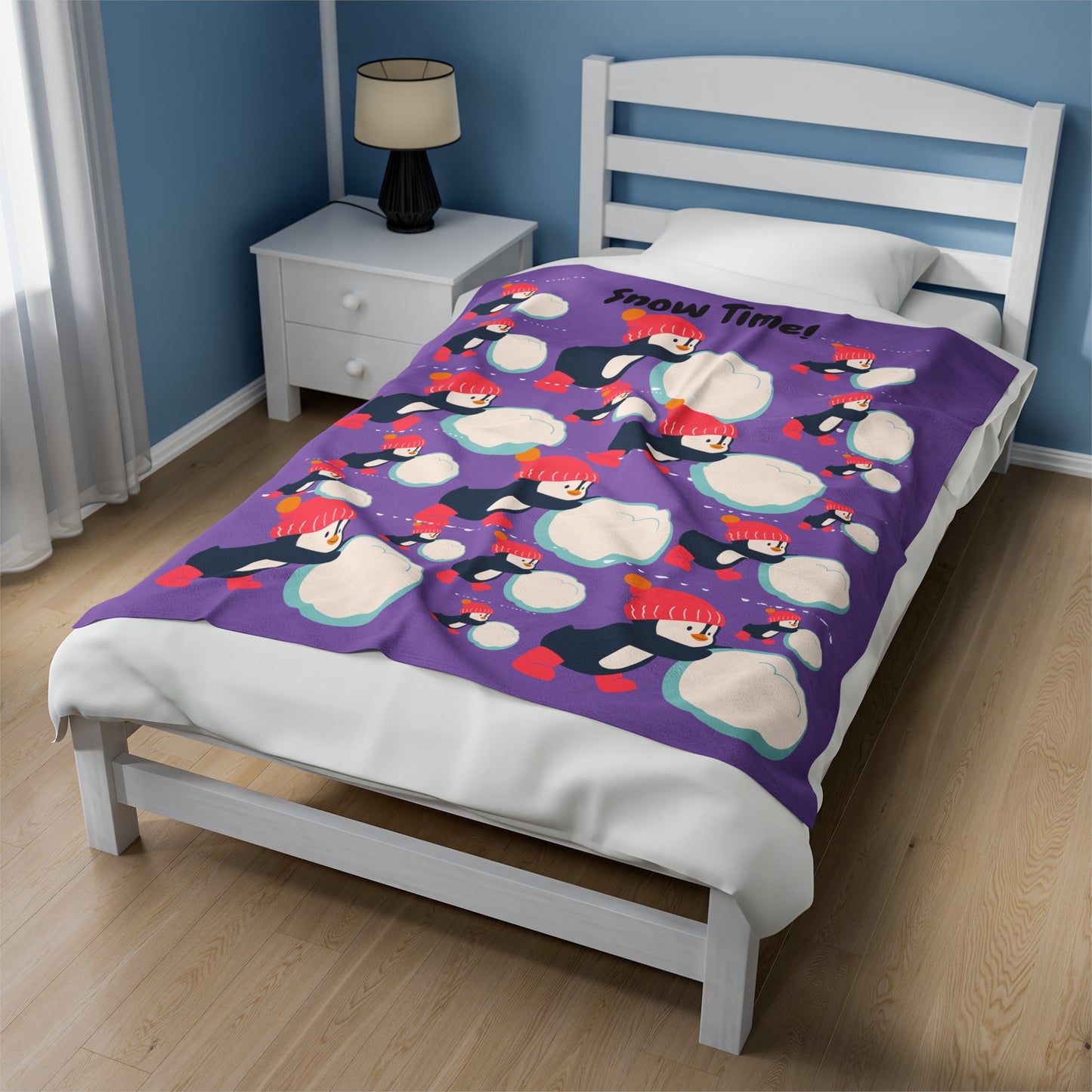 Snow Time Velveteen Plush Blanket - Light purple