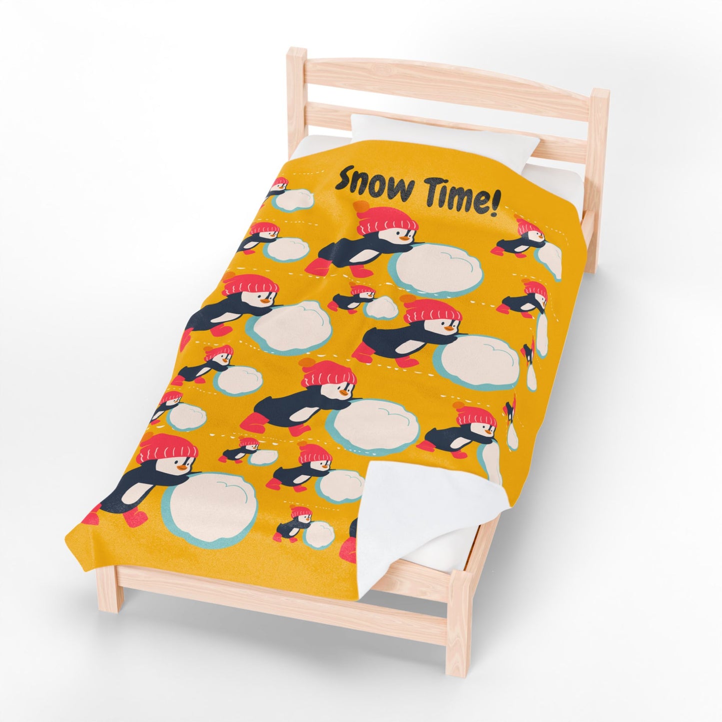 Snow Time Velveteen Plush Blanket - Yellow