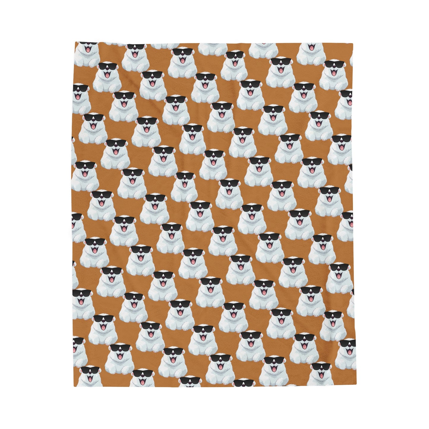 Polar Bear Velveteen Plush Blanket - Light Brown