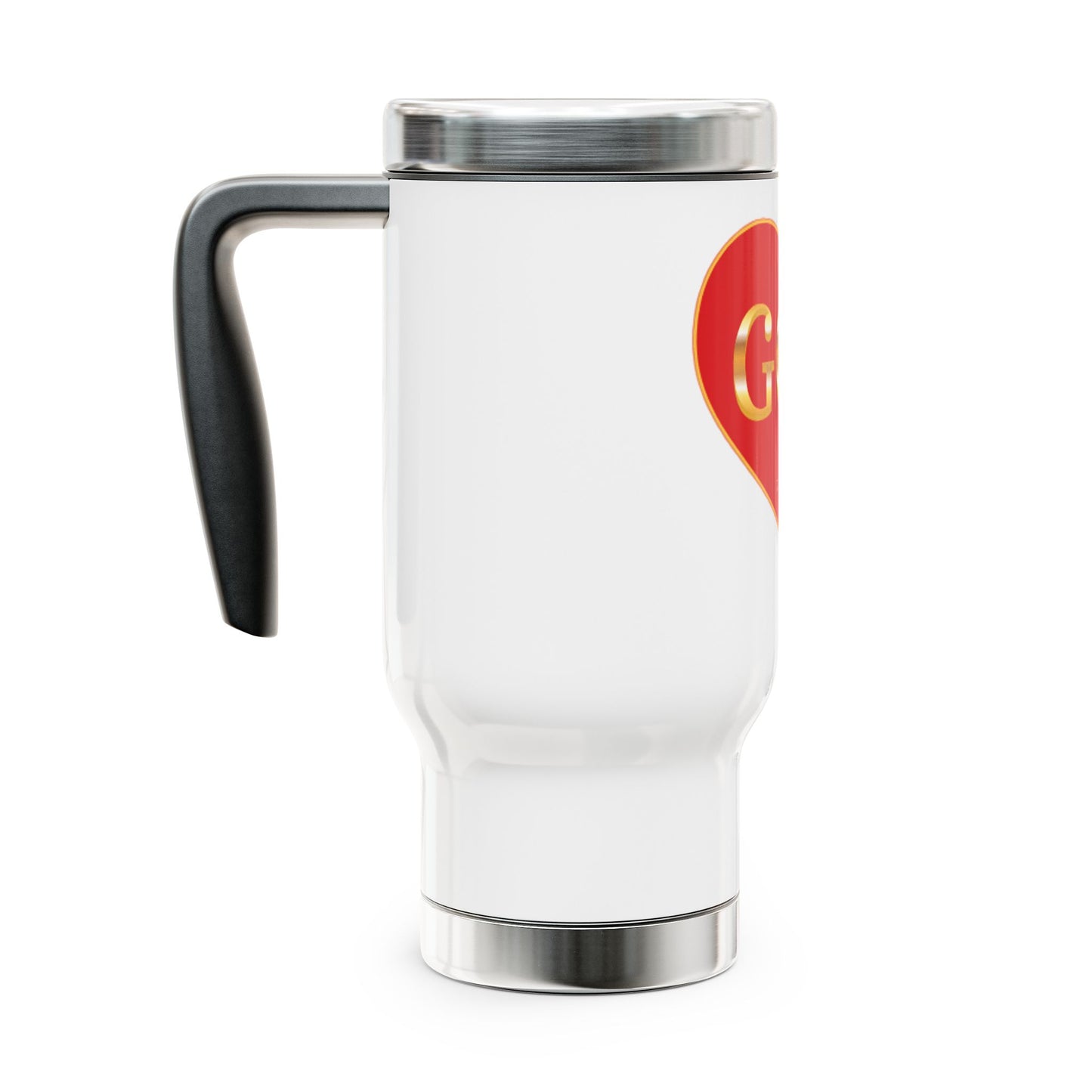 God is Love - Stainless Steel Mug with Handle, 14oz, Christian, running errands