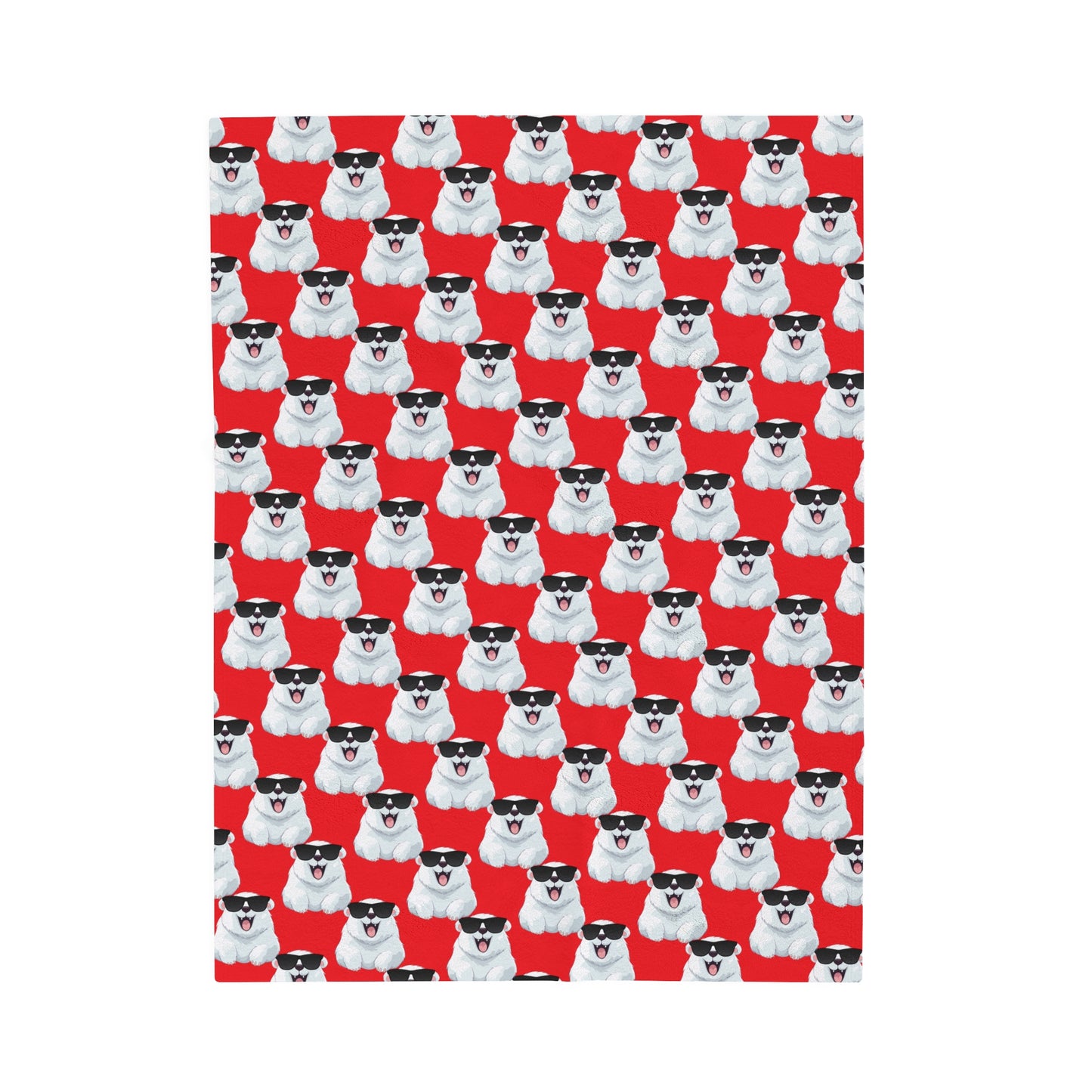 Polar Bear Velveteen Plush Blanket - Red