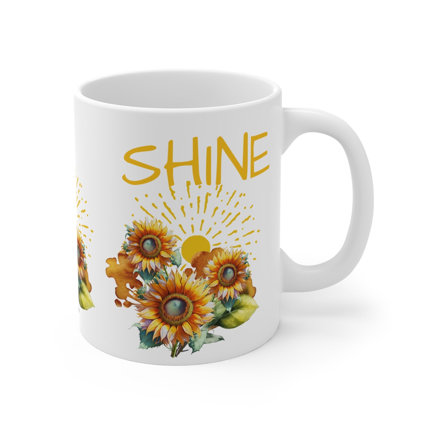 SHINE Sunflowers Mug 11oz, gift for her, birthday, reminder, inspiration