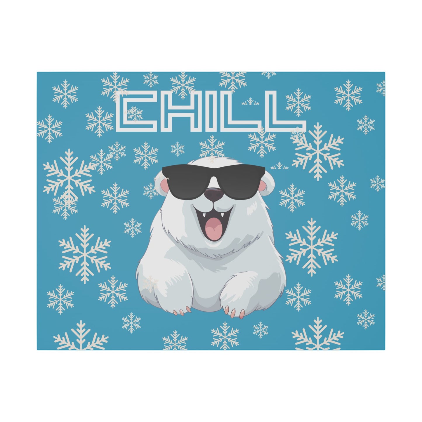 Chill, Polar Bear, Matte Canvas, Stretched 0.75", wall art, snowflakes
