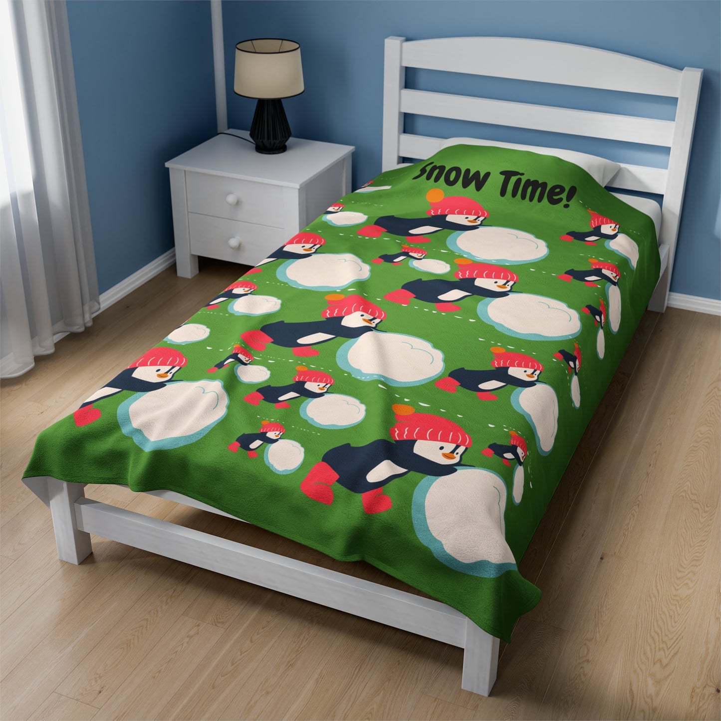 Snow Time Velveteen Plush Blanket - Green