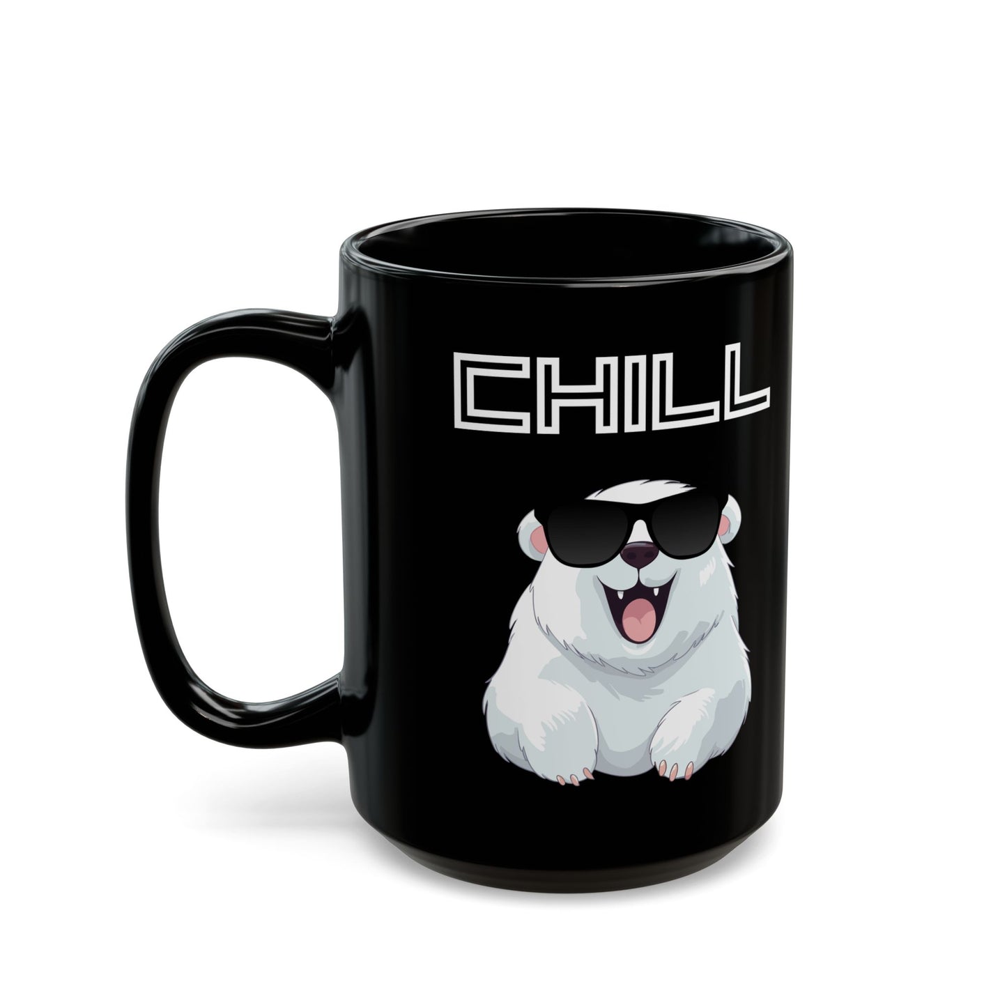 Chill Polar Bear with sunglasses Black Mug (11oz, 15oz)