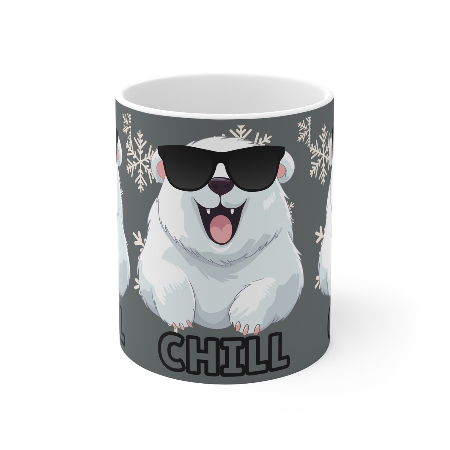 Chill Polar Bear, Mug 11oz, dark gray, coffee, tea, hot chocolate