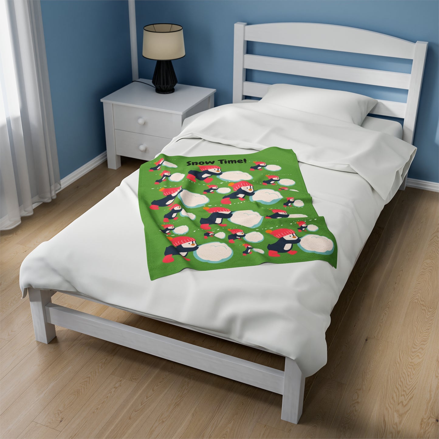 Snow Time Velveteen Plush Blanket - Green