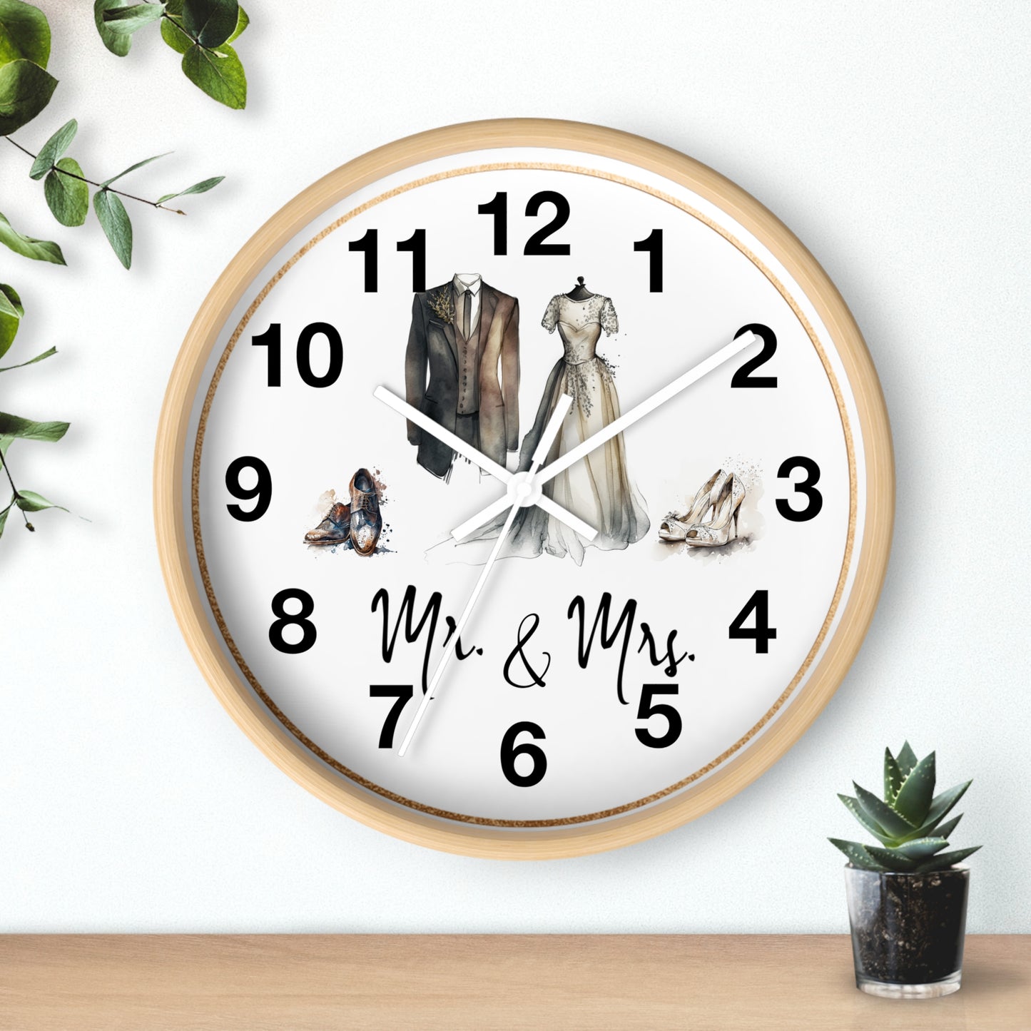 Mr & Mrs Wall Clock, vintage design, new couple, anniversary, housewarming gift