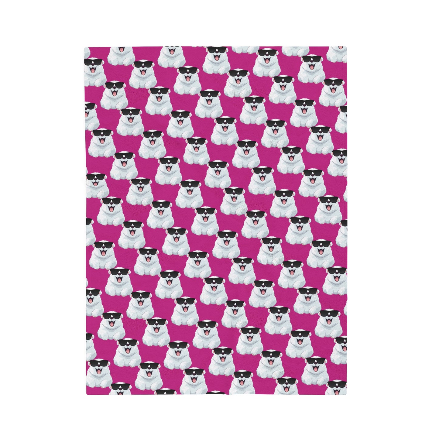 Polar Bear Velveteen Plush Blanket - Pink