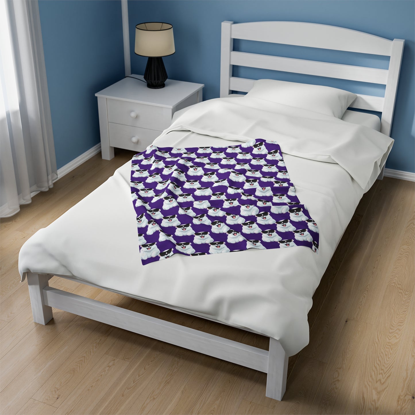 Polar Bear Velveteen Plush Blanket - Purple