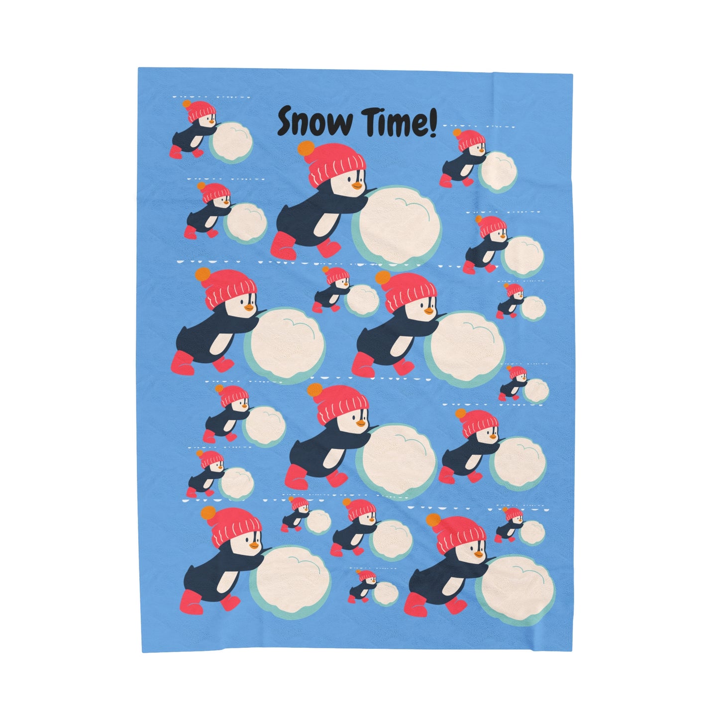 Snow Time Velveteen Plush Blanket - Light blue