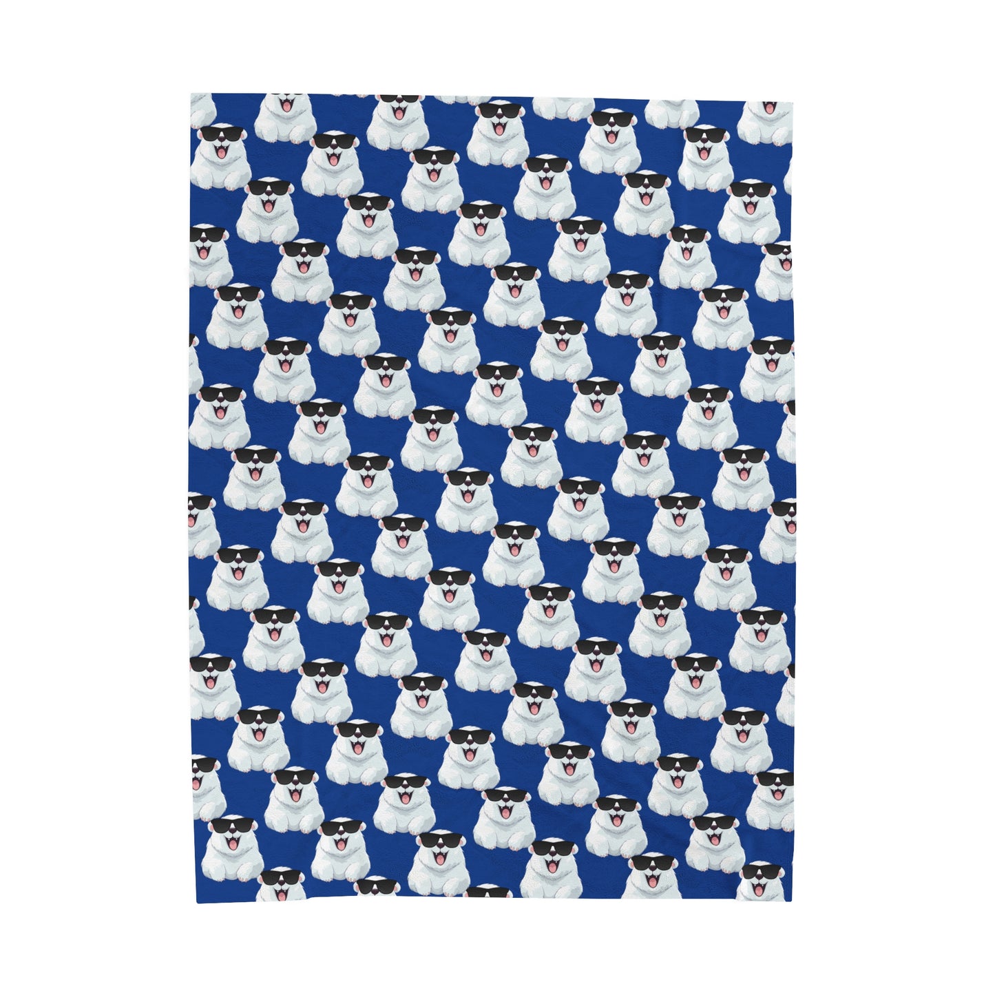 Polar Bear Velveteen Plush Blanket - Dark blue