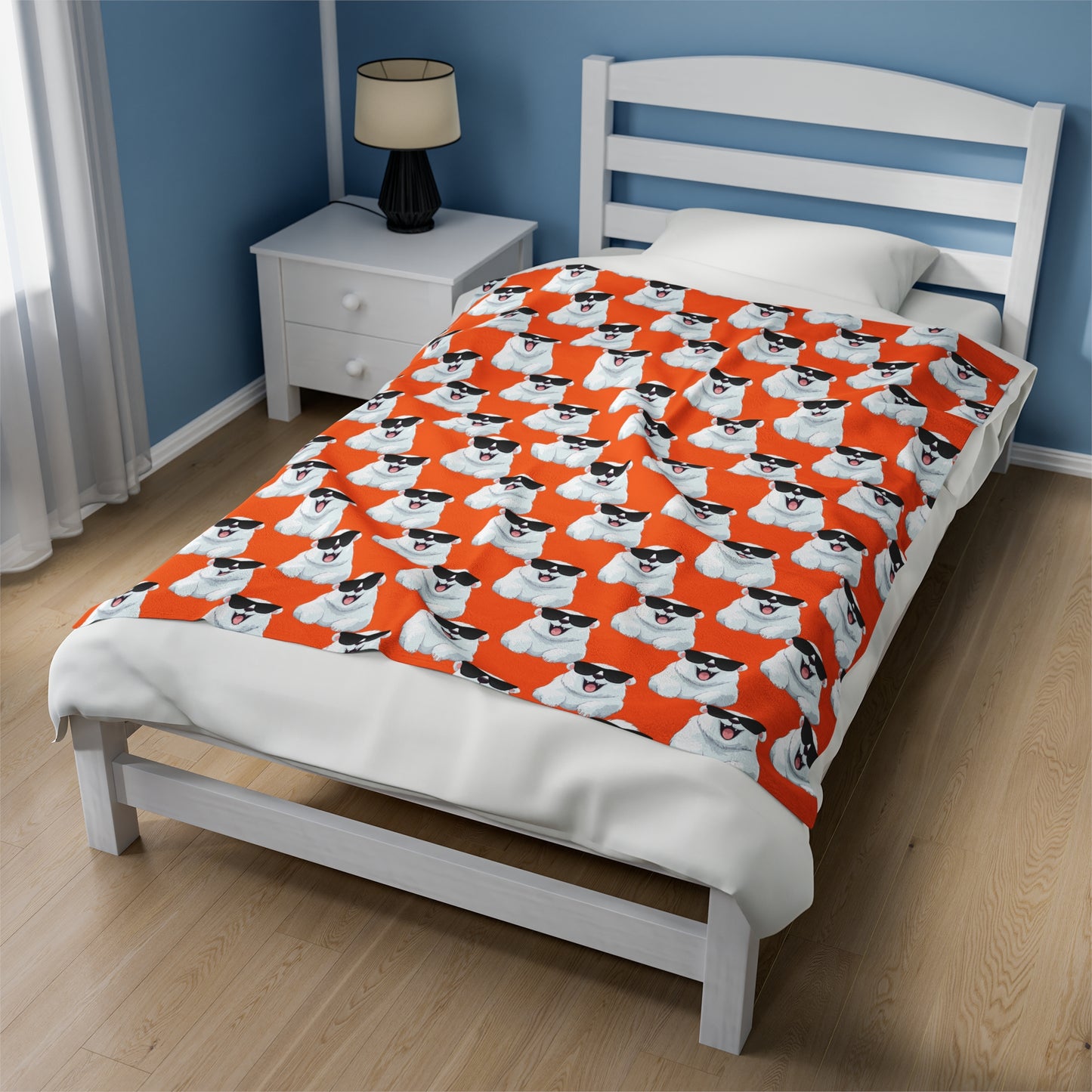 Polar Bear Velveteen Plush Blanket - Orange