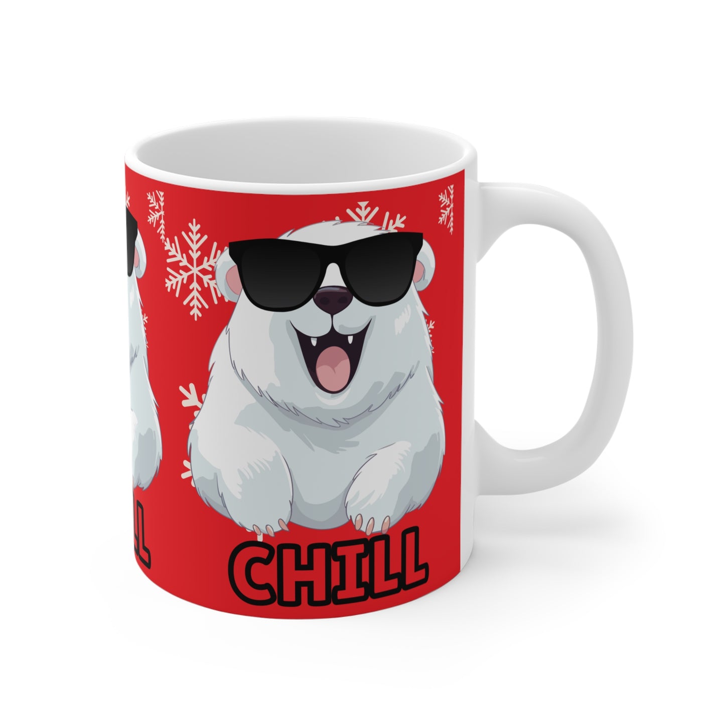 Chill Polar Bear, Mug 11oz, red, coffee, tea, hot chocolate