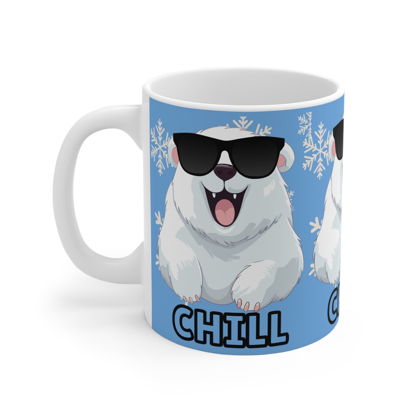 Chill Polar Bear, Mug 11oz, light blue, coffee, tea, hot chocolate