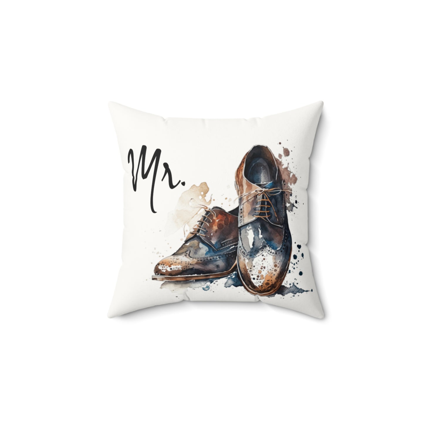 Mr.' Faux Suede Pillow - vintage design, Wedding, Anniversary, housewarming gift