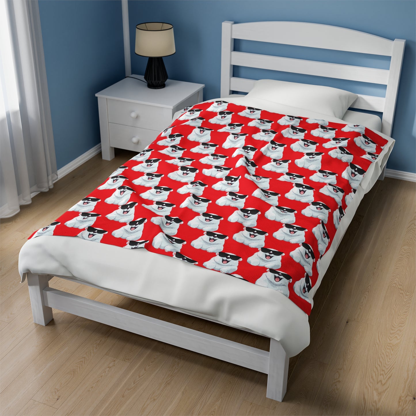 Polar Bear Velveteen Plush Blanket - Red