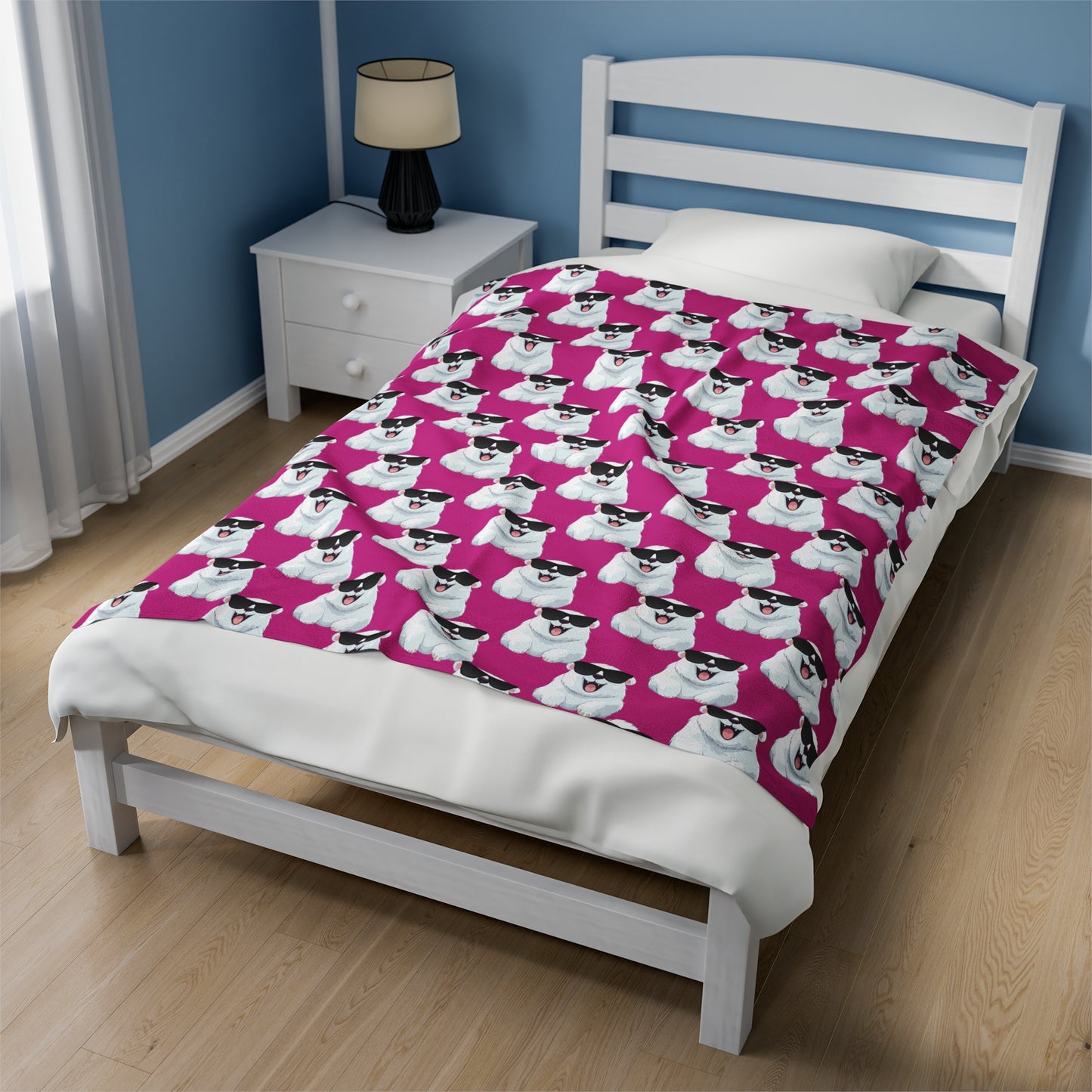 Polar Bear Velveteen Plush Blanket - Pink