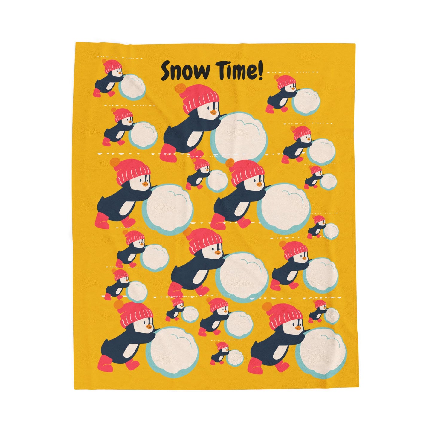 Snow Time Velveteen Plush Blanket - Yellow
