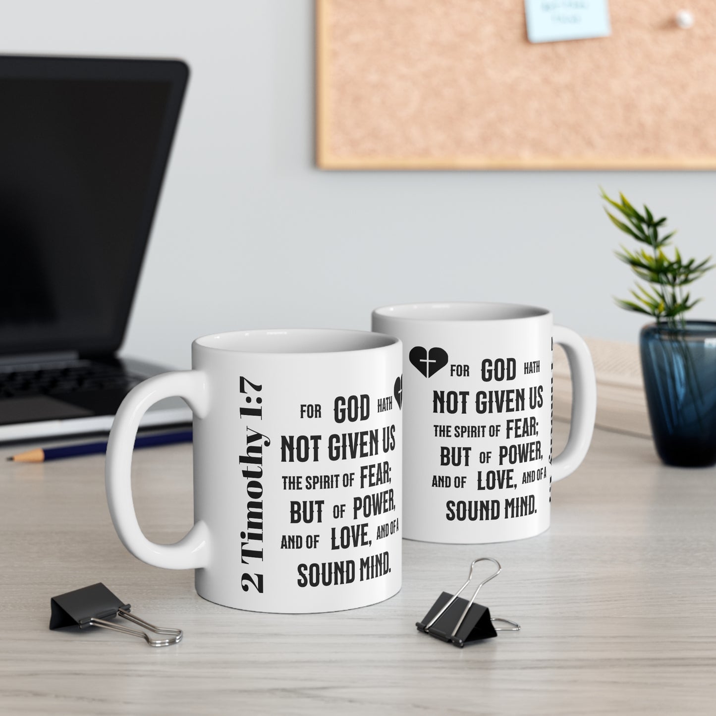 No Fear - 2 Timothy 1:7, Mug 11oz, coffee, tea, hot chocolate