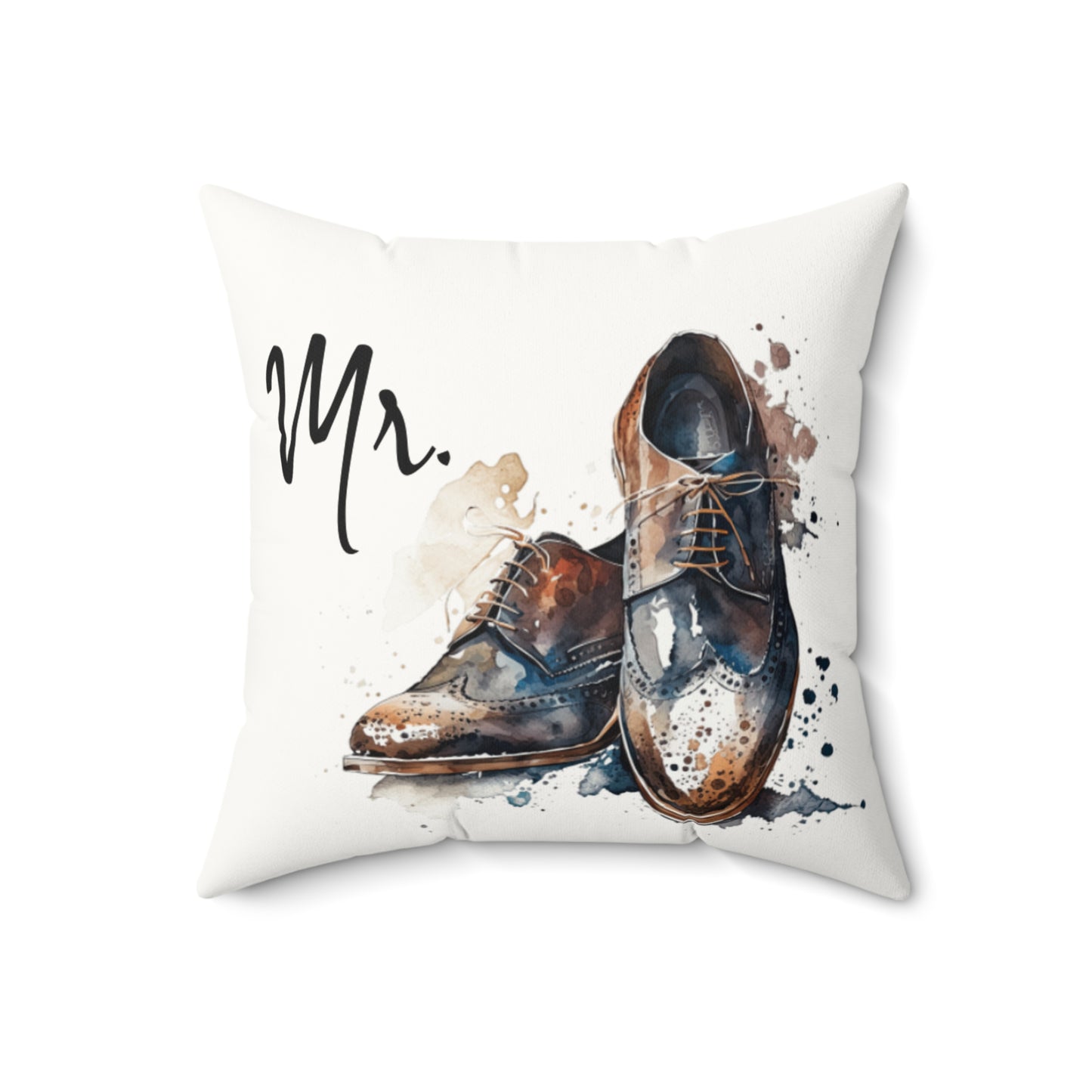 Mr.' Faux Suede Pillow - vintage design, Wedding, Anniversary, housewarming gift