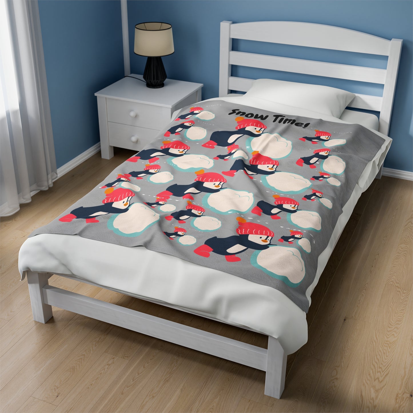 Snow Time Velveteen Plush Blanket - Light Gray