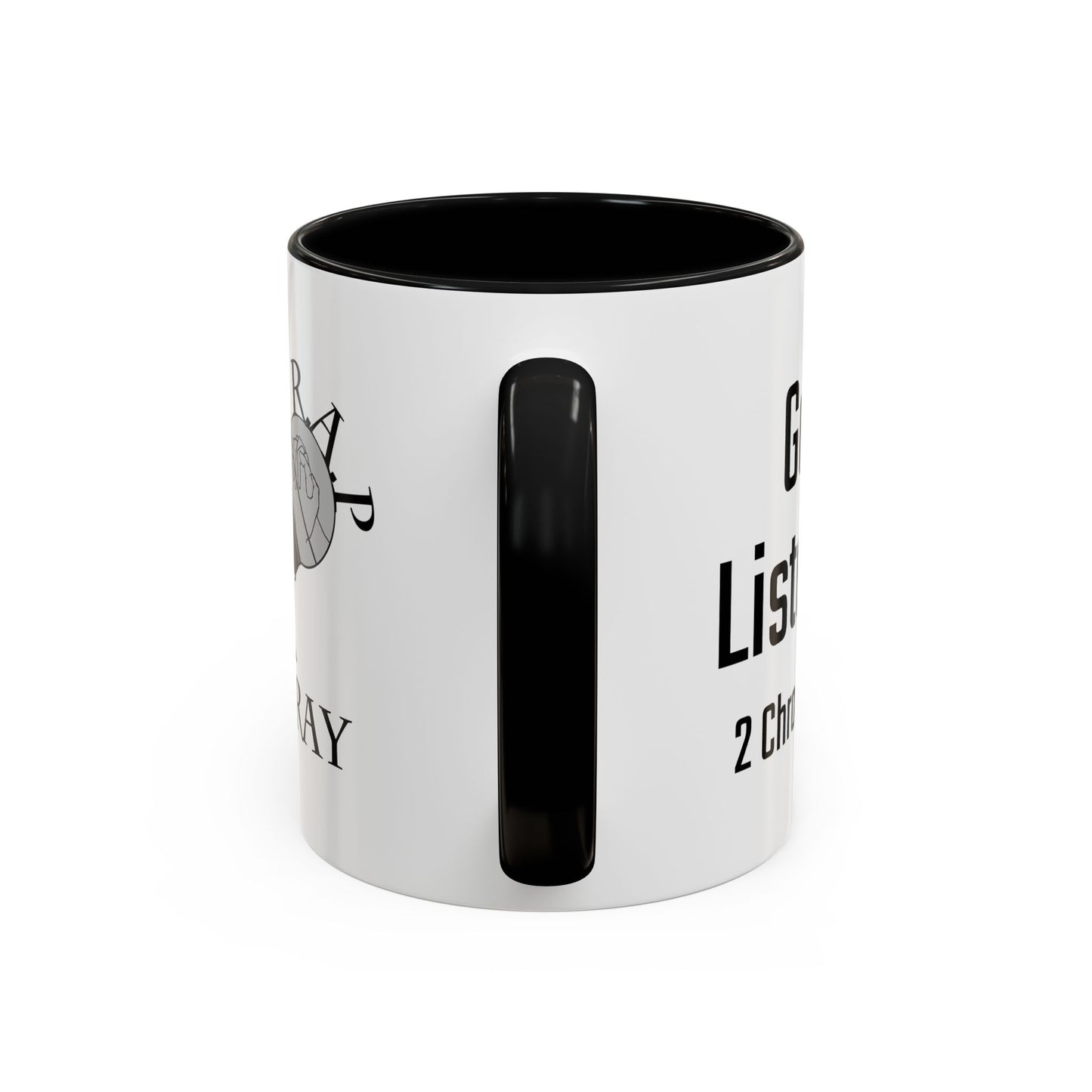 Read & Pray Black Accent Mug w/microphone, Gift for him/her, 2 Chronicles 7:14