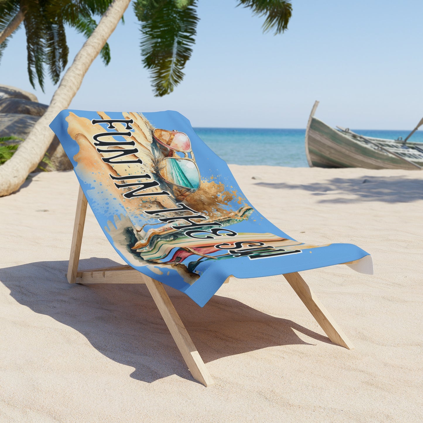 Fun in the Sun Beach Towel, 30 x 60; Vacation, Swimming, Weekend getaway
