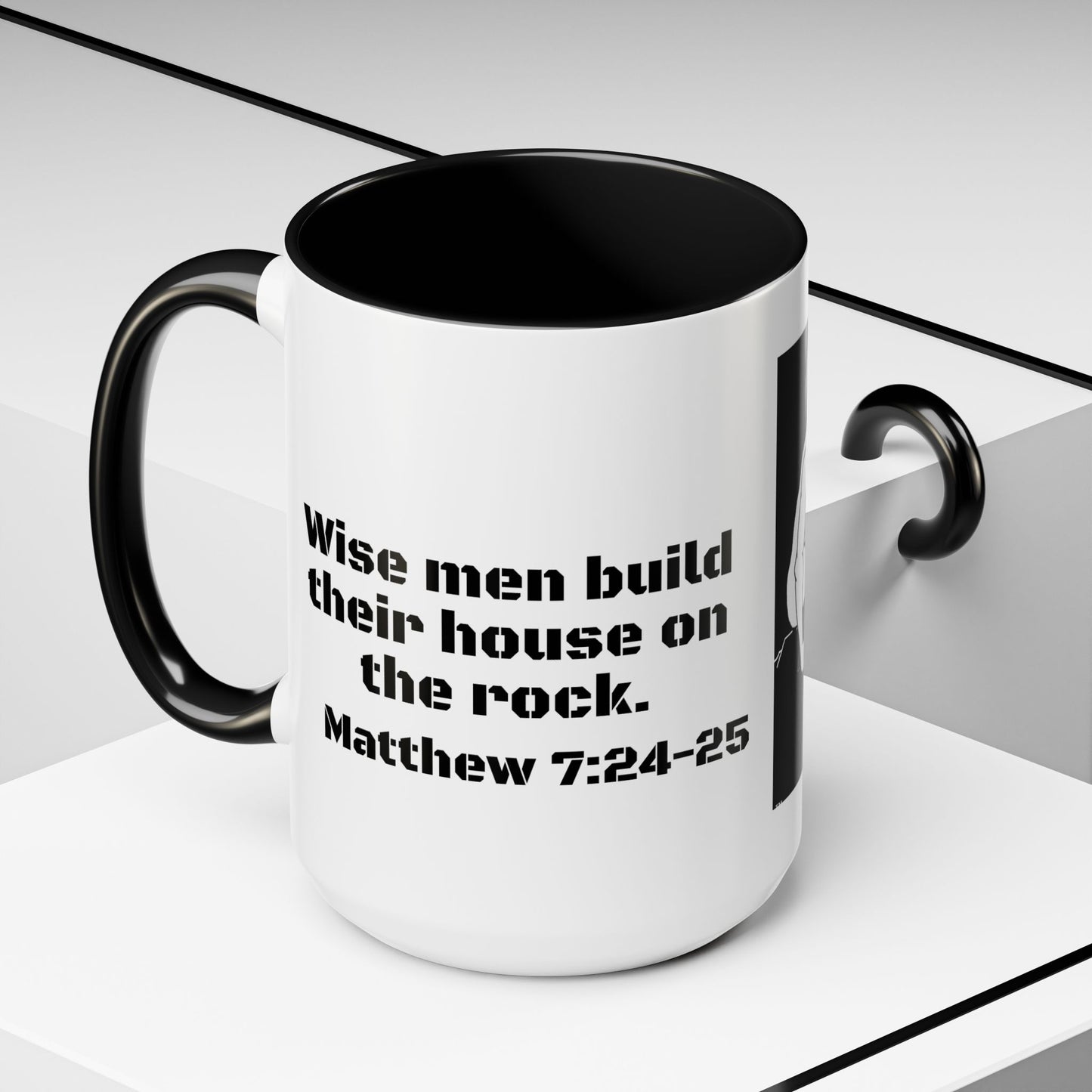 Wise Man Builds on the Rock Coffee Mug, 11oz and 15oz, Father's Day, birthdays, gifts for him