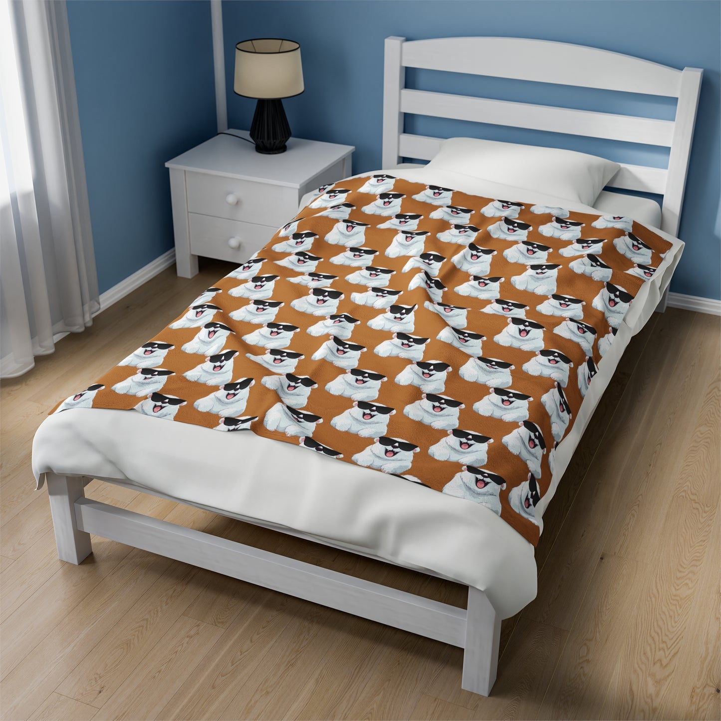 Polar Bear Velveteen Plush Blanket - Light Brown