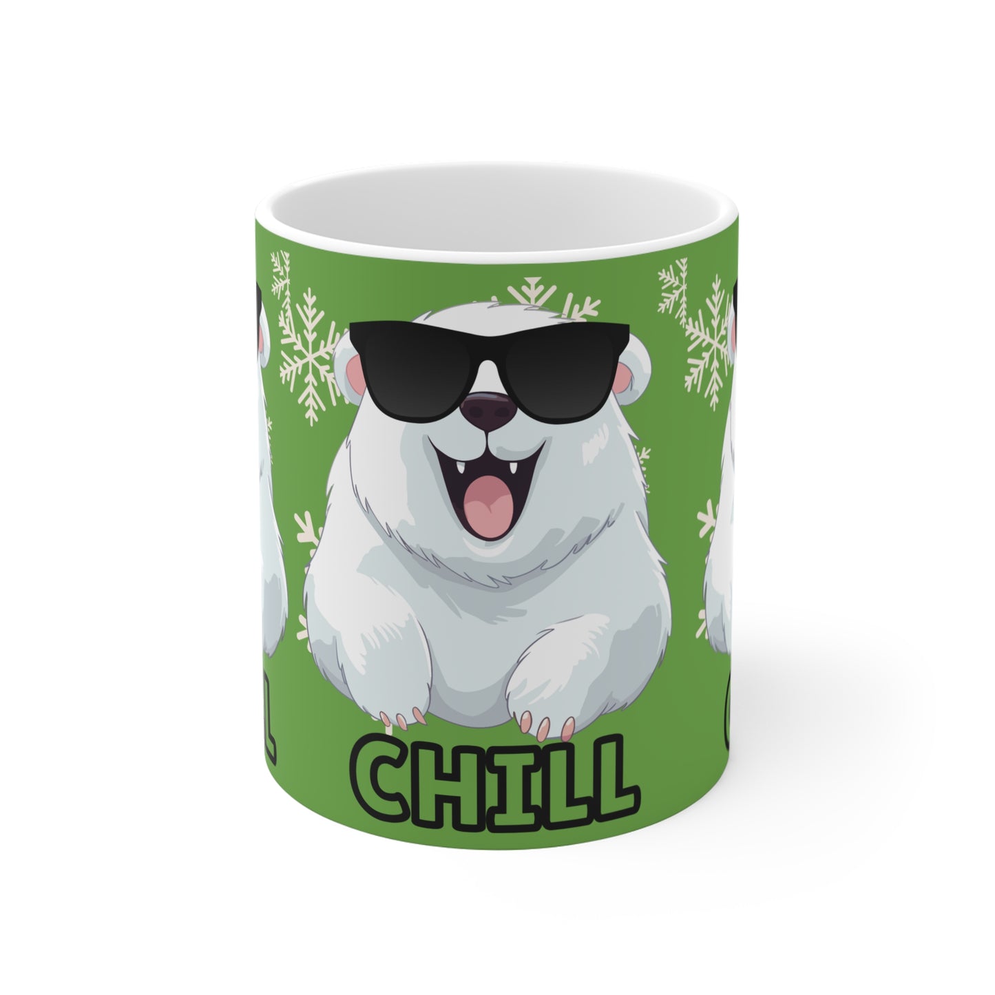 Chill Polar Bear, Mug 11oz, green, coffee, tea, hot chocolate