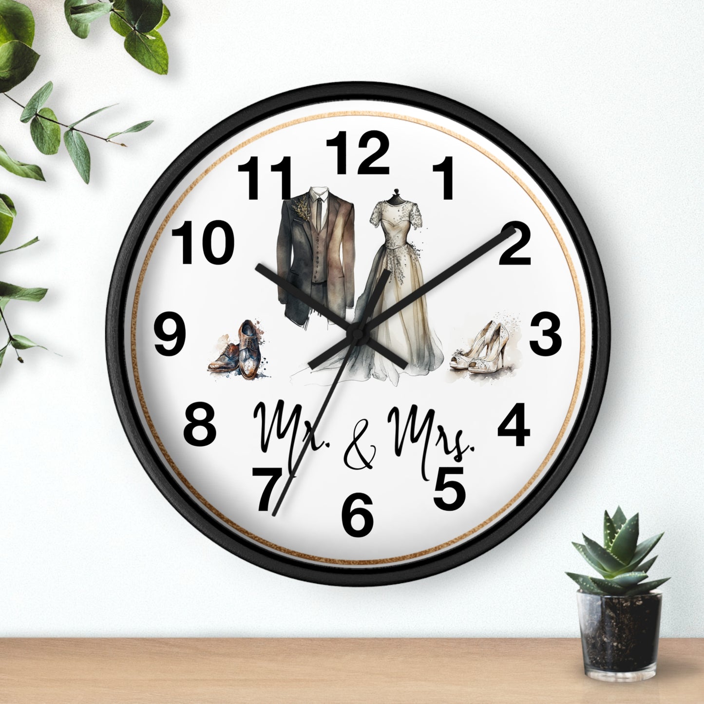 Mr & Mrs Wall Clock, vintage design, new couple, anniversary, housewarming gift