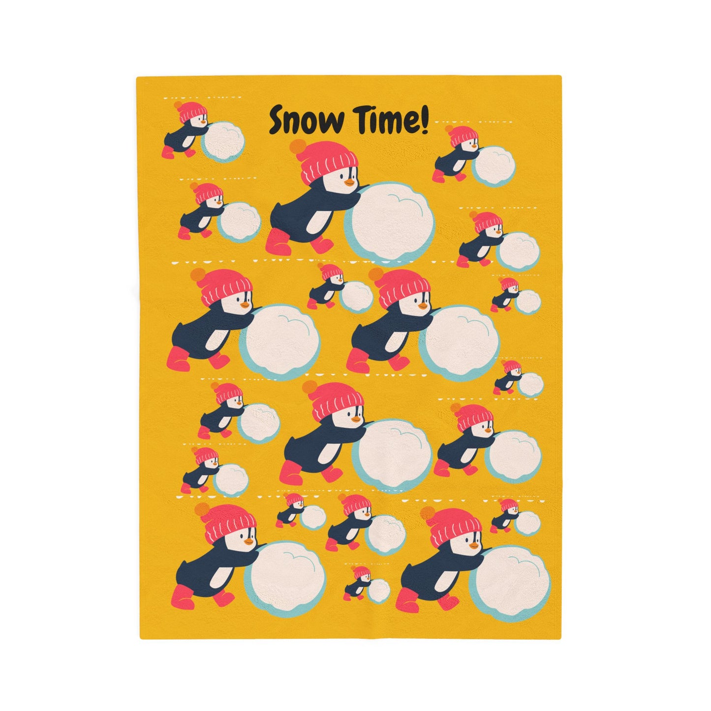 Snow Time Velveteen Plush Blanket - Yellow